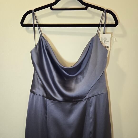 Amsale NWT Chloe Elegant Satin Evening Gown in Slate Size 14 - Picture 4 of 15